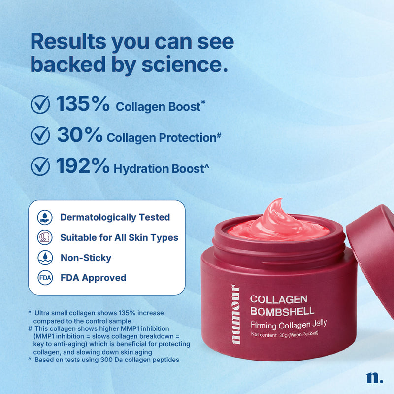 Numour Collagen Bombshell Jelly 30g | Ultra small Korean Collagen (300 Da) + Vitamin C + Niacinamide | Without Red LED