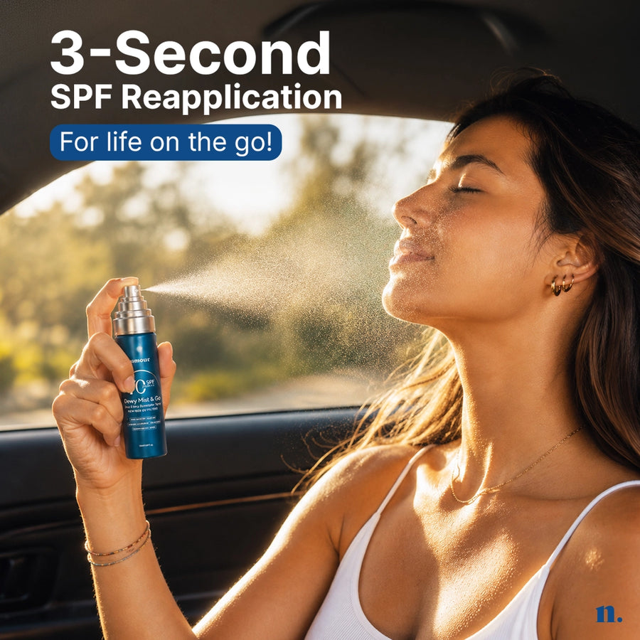 SPF 50+ PA++++ Sunscreen Spray | Numour Dewy Mist & Go 50 ml | In-Vivo Tested Sunscreen for Face & Body | SPF 70 Protection