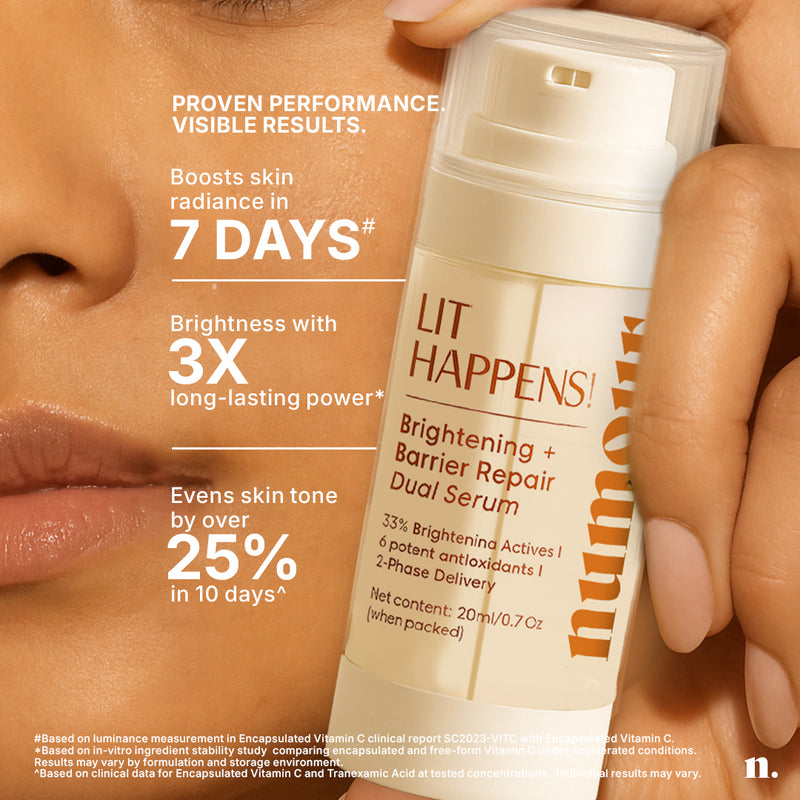 Numour Lit Happens | 20ml | Dual Brightening Serum with Vitamin C + Niacinamide + Tranexamic Acid |