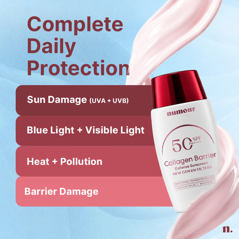 [Launch Offer] SPF 50 PA++++| New Gen UV Filters |Numour Collagen Barrier Defense Sunscreen 50 ml | 2% Hydrolyzed Collagen + 5% Rice Water | Water Burst Texture | In-Vivo Tested