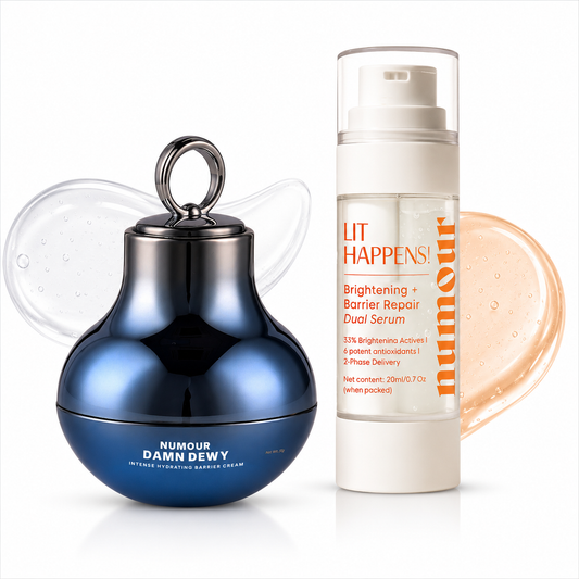 Damn Dewy + Lit Happens | Blue LED Deep Hydration & Vitamin C Glow Duo